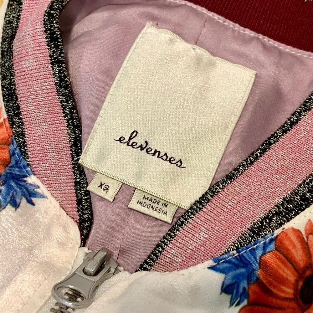 SOLD Anthropologie Elevenses Rubie Floral Satin Bomber Jacket - Picture 7 of 9